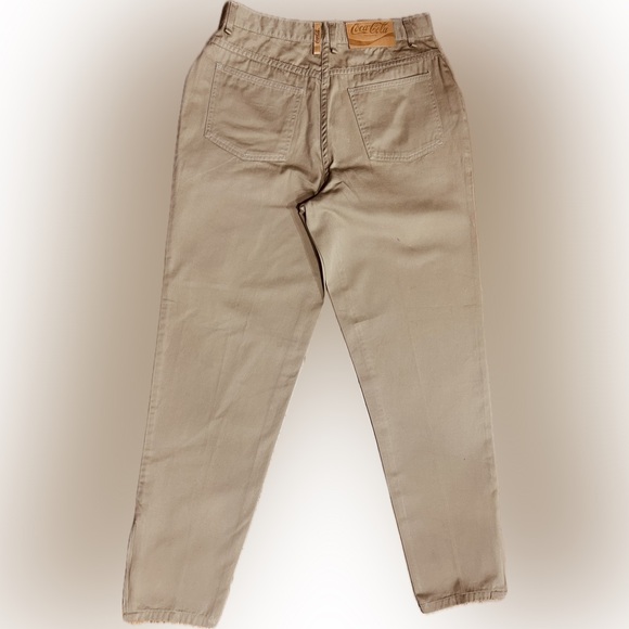 EUC Coca-Cola SZ 12 khaki pants, 4 pockets, tapered legs w/side zip at ankles - Picture 2 of 13